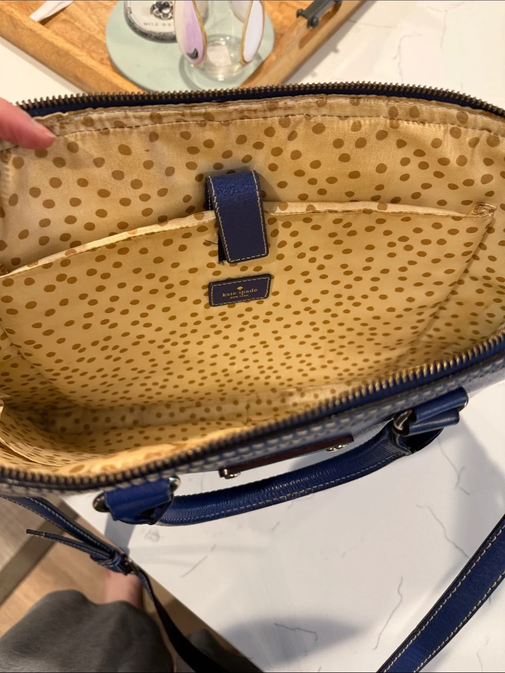 kate spade cobalt blue leather laptop bag, loved